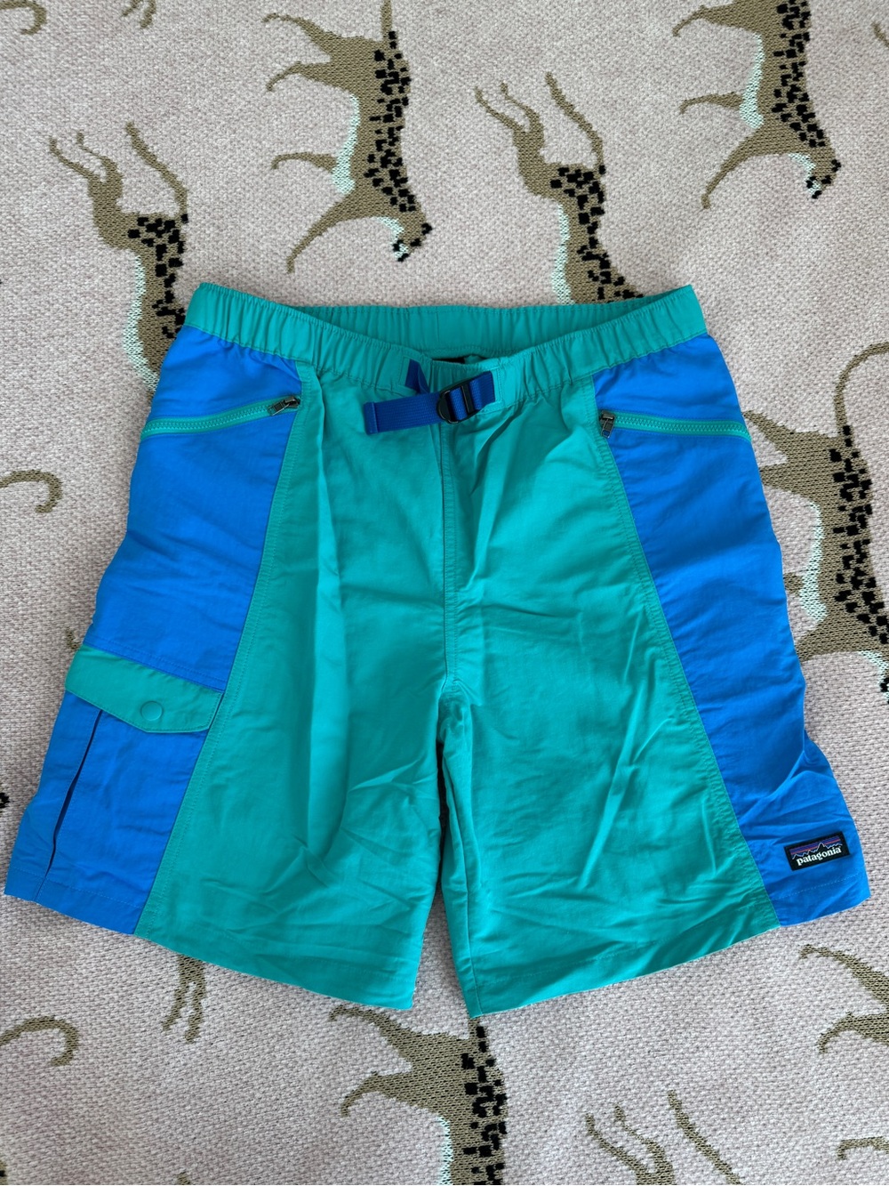 Patagonia Teal and Bright Blue Two-Tone Shorts